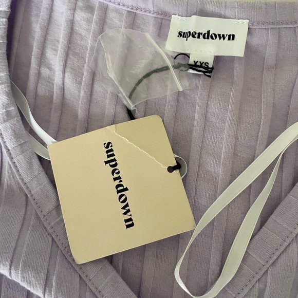 Superdown Nina Lavender Ribbed Button-Up Top - Picture 8 of 10
